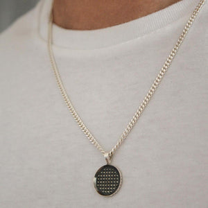 BLACK PYRAMIDS MEDALLION Hetariki Jewellery Curb chain 60cm 
