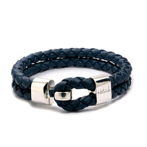 DUAL LEATHER XL BRACELET - NAVY BLUE Dual XL Hetariki Jewellery 