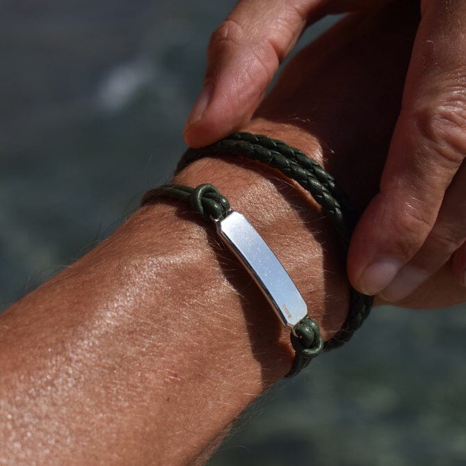 SILVER ID LEATHER CORD BRACELET Silver ID Leather Cord Bracelet Hetariki Jewellery 