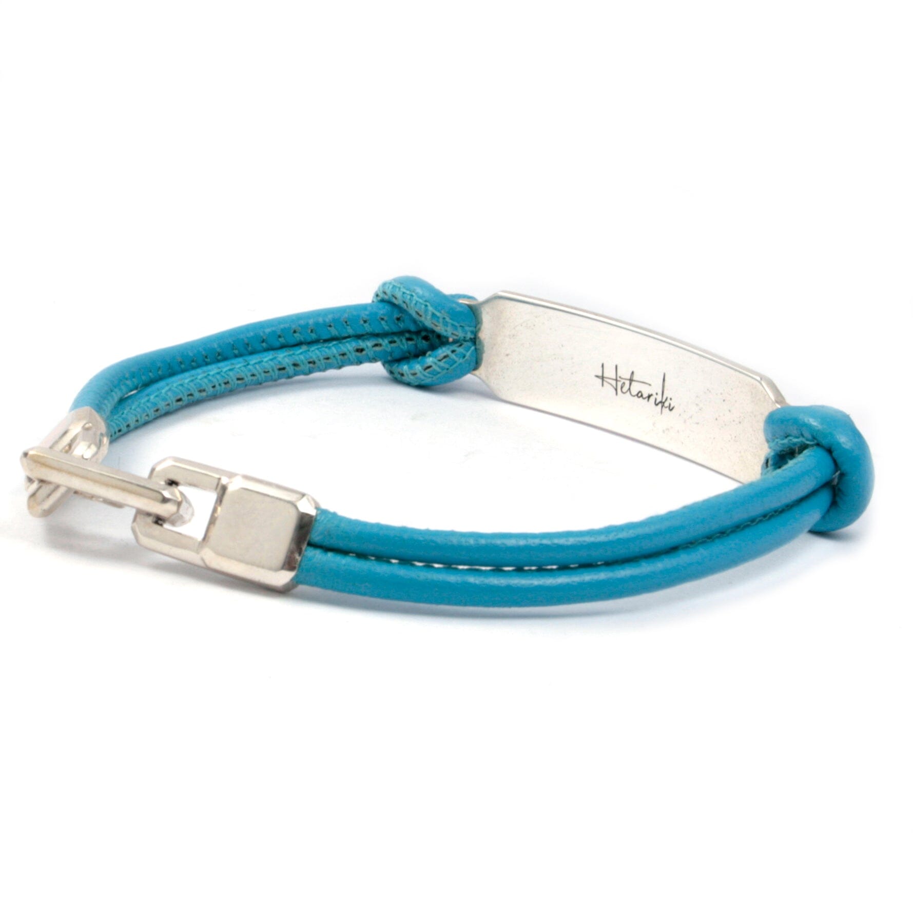 SILVER ID LEATHER CORD BRACELET Silver ID Leather Cord Bracelet Hetariki Jewellery 