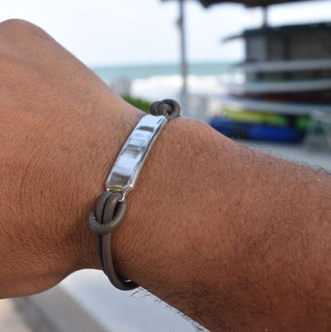 SILVER ID LEATHER CORD BRACELET Silver ID Leather Cord Bracelet Hetariki Jewellery 