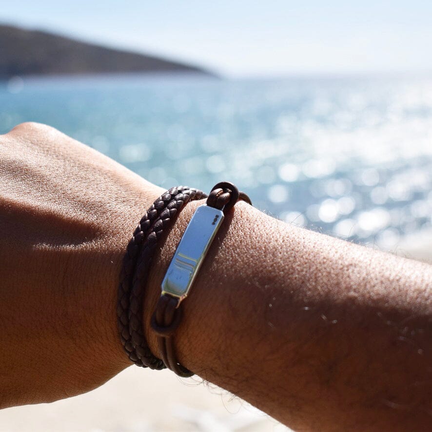 SILVER ID LEATHER CORD BRACELET Silver ID Leather Cord Bracelet Hetariki Jewellery 