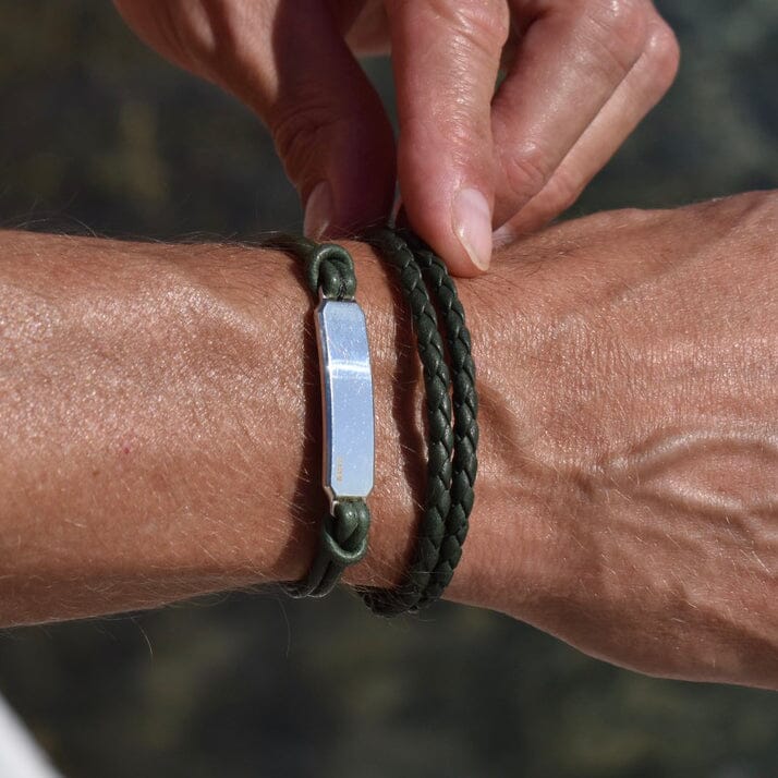 SILVER ID LEATHER CORD BRACELET Silver ID Leather Cord Bracelet Hetariki Jewellery 