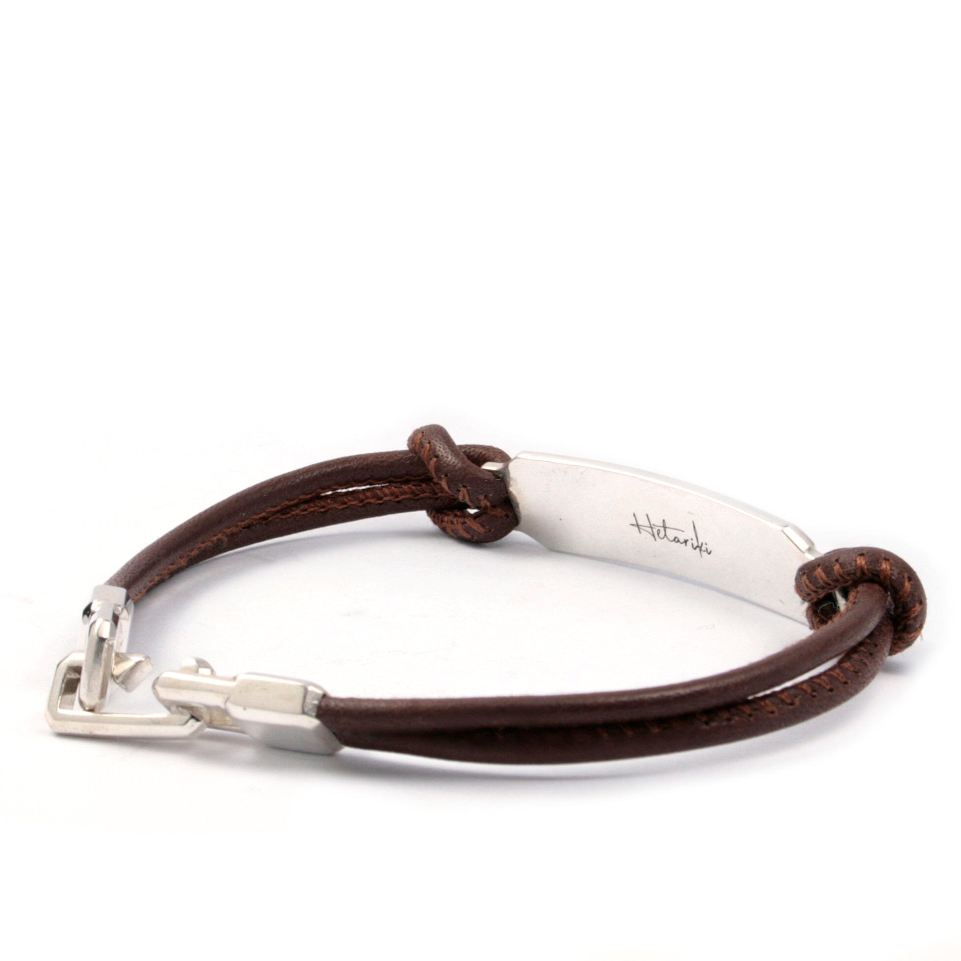 SILVER ID LEATHER CORD BRACELET Silver ID Leather Cord Bracelet Hetariki Jewellery 