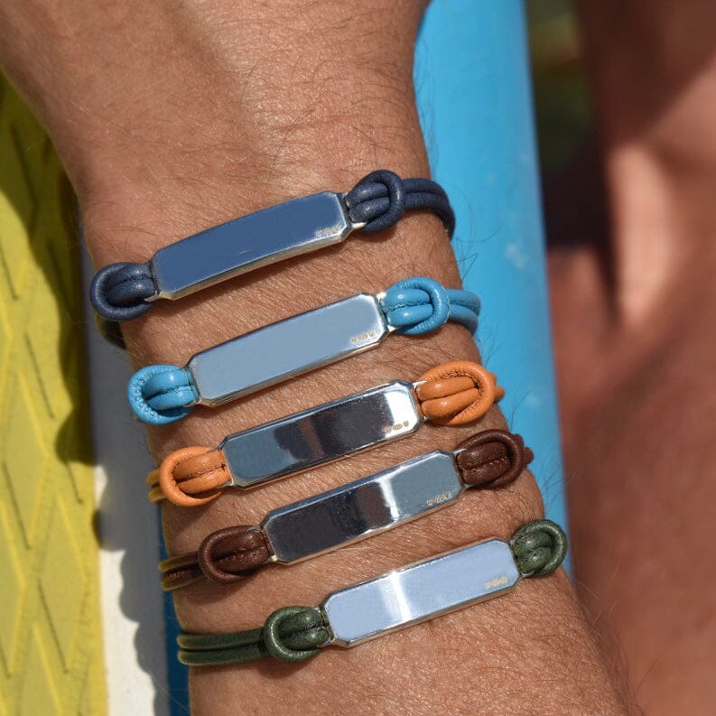 SILVER ID LEATHER CORD BRACELET Silver ID Leather Cord Bracelet Hetariki Jewellery 