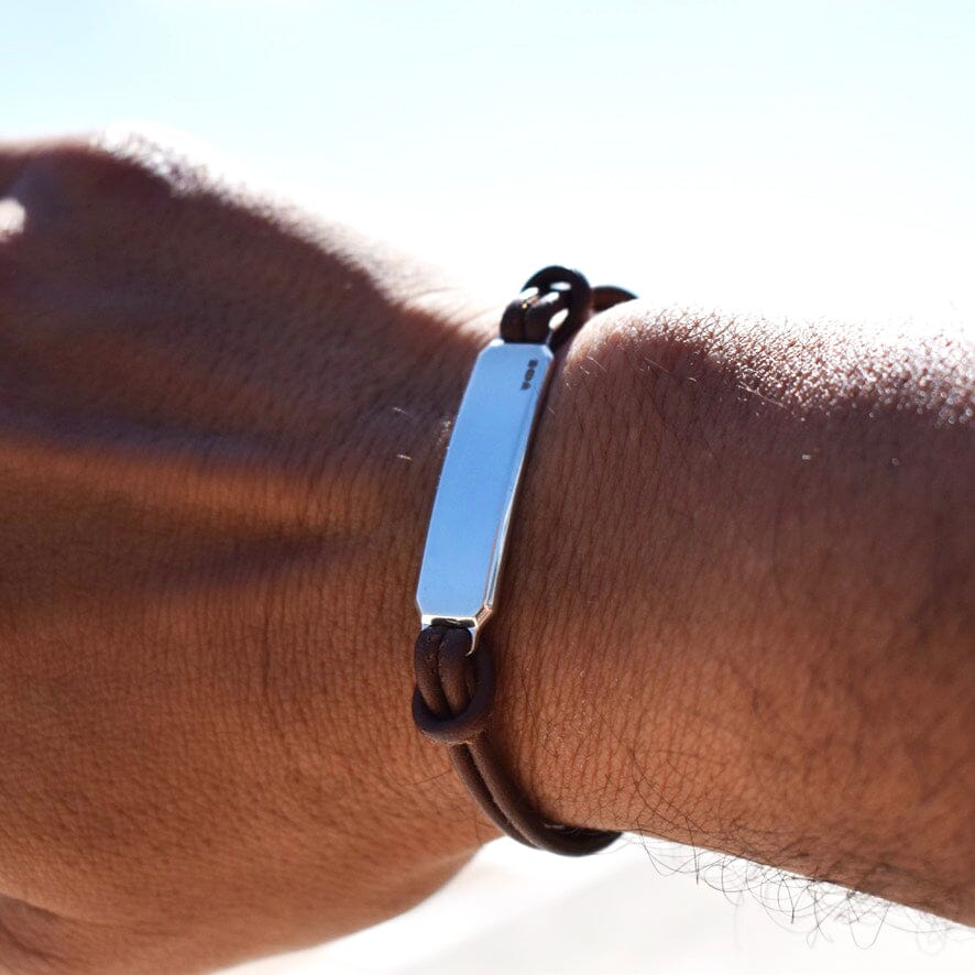 SILVER ID LEATHER CORD BRACELET Silver ID Leather Cord Bracelet Hetariki Jewellery 