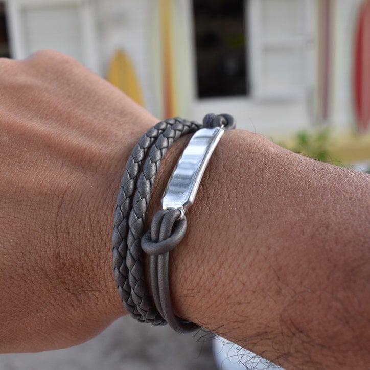 SILVER ID LEATHER CORD BRACELET Silver ID Leather Cord Bracelet Hetariki Jewellery 