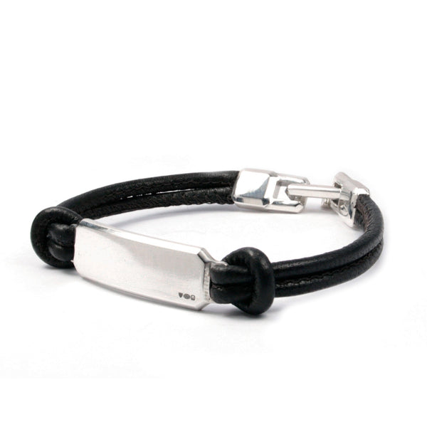 SILVER ID LEATHER CORD BRACELET Silver ID Leather Cord Bracelet Hetariki Jewellery 