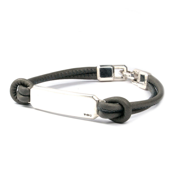 SILVER ID LEATHER CORD BRACELET Silver ID Leather Cord Bracelet Hetariki Jewellery 