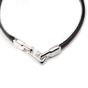 SILVER ID LEATHER STRAP BRACELET Silver ID Leather Strap Bracelet Hetariki Jewellery 