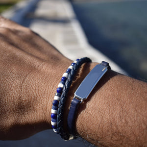 SILVER ID LEATHER STRAP BRACELET Silver ID Leather Strap Bracelet Hetariki Jewellery 