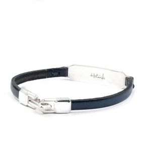 SILVER ID LEATHER STRAP BRACELET Silver ID Leather Strap Bracelet Hetariki Jewellery 