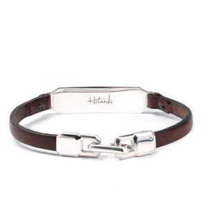 SILVER ID LEATHER STRAP BRACELET Silver ID Leather Strap Bracelet Hetariki Jewellery 