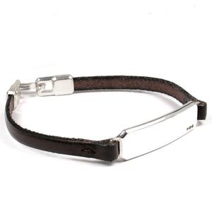 SILVER ID LEATHER STRAP BRACELET Silver ID Leather Strap Bracelet Hetariki Jewellery 