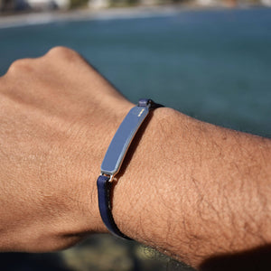 SILVER ID LEATHER STRAP BRACELET Silver ID Leather Strap Bracelet Hetariki Jewellery 