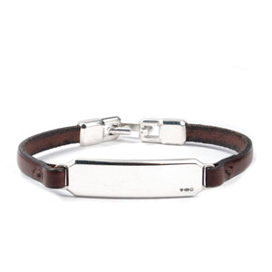 SILVER ID LEATHER STRAP BRACELET Silver ID Leather Strap Bracelet Hetariki Jewellery 