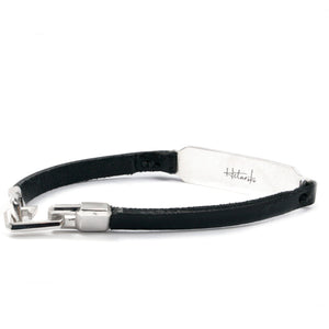 SILVER ID LEATHER STRAP BRACELET Silver ID Leather Strap Bracelet Hetariki Jewellery 