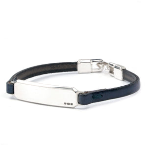 SILVER ID LEATHER STRAP BRACELET Silver ID Leather Strap Bracelet Hetariki Jewellery 