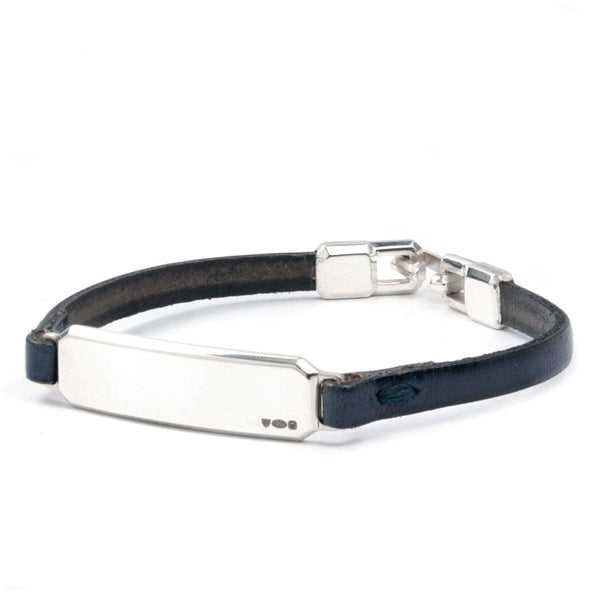 SILVER ID LEATHER STRAP BRACELET Silver ID Leather Strap Bracelet Hetariki Jewellery 