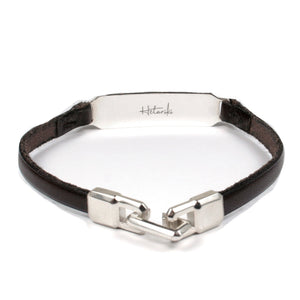 SILVER ID LEATHER STRAP BRACELET Silver ID Leather Strap Bracelet Hetariki Jewellery 