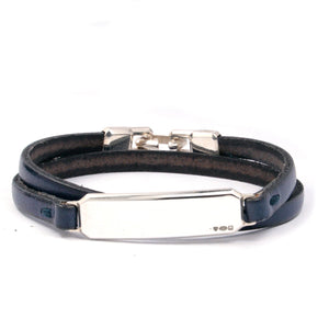 SILVER ID LEATHER WRAP BRACELET Silver ID Leather Wrap Bracelet Hetariki Jewellery 