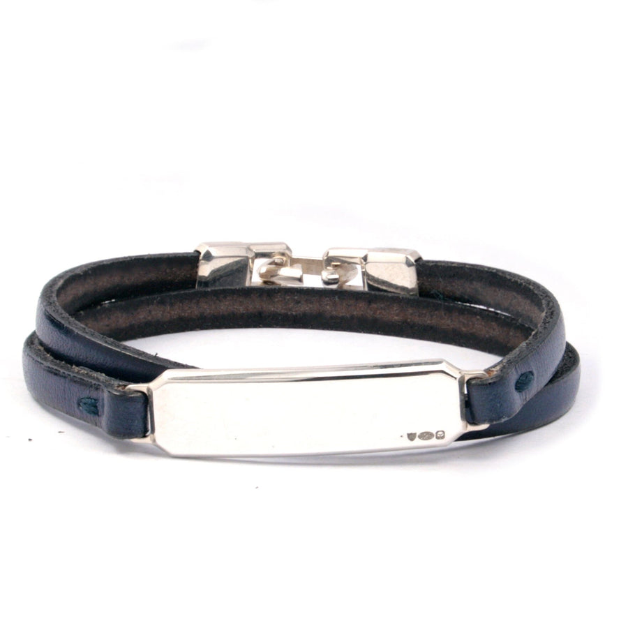 SILVER ID LEATHER WRAP BRACELET Silver ID Leather Wrap Bracelet Hetariki Jewellery 