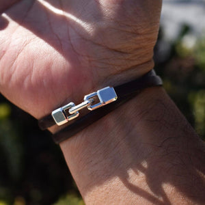 SILVER ID LEATHER WRAP BRACELET Silver ID Leather Wrap Bracelet Hetariki Jewellery 