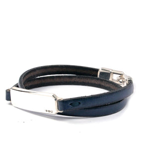 SILVER ID LEATHER WRAP BRACELET Silver ID Leather Wrap Bracelet Hetariki Jewellery 