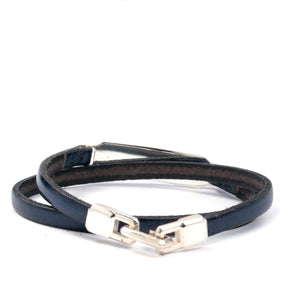 SILVER ID LEATHER WRAP BRACELET Silver ID Leather Wrap Bracelet Hetariki Jewellery 