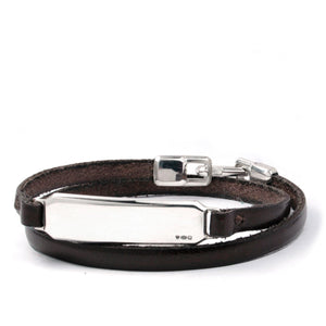 SILVER ID LEATHER WRAP BRACELET Silver ID Leather Wrap Bracelet Hetariki Jewellery 