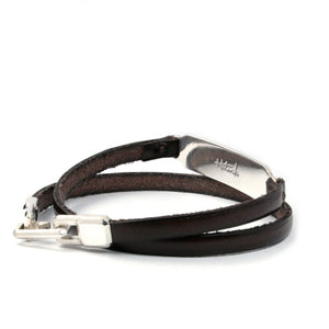 SILVER ID LEATHER WRAP BRACELET Silver ID Leather Wrap Bracelet Hetariki Jewellery 