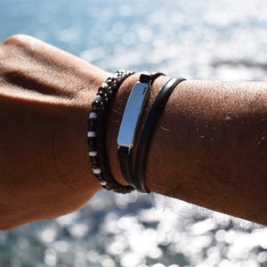 SILVER ID LEATHER WRAP BRACELET Silver ID Leather Wrap Bracelet Hetariki Jewellery 